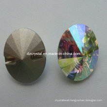 China Highest Quality Ab Color Sew on Rhinestones Super Shine Point Back Crystal Button with Holes for Wedding Dress